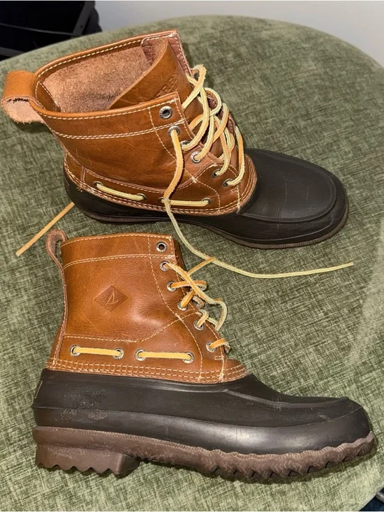Sperry Chestnut Brown Leather Duck Boots Boat Shoes 8.5 Leather - Picture 1 of 8